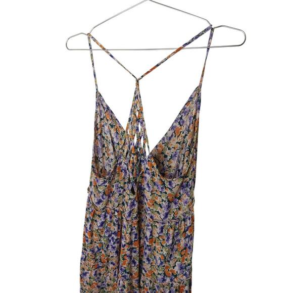 Angie Womens Dress Small Multicolor Floral Boho Strappy Back Tiered Maxi - Picture 7 of 10